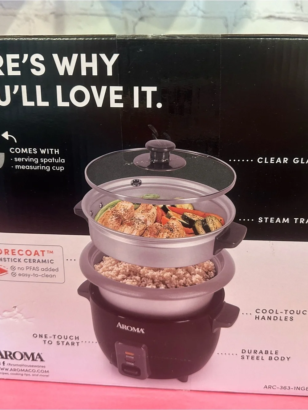 Aroma Rice & Grain Cooker - Black